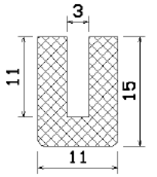 Moosgummi U-Profil – Fassungsprofil /Kantenschutzprofil 15x11mm – Klemmbereich 3mm – EPDM