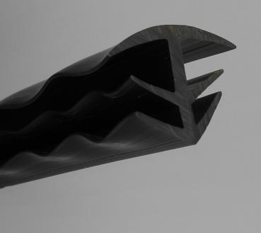 Kantenschutz aus Thermoplast TPE  Klemmprofil Farbe grau für Klemmbereich 1-3 mm