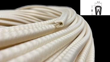 Kantenschutz U-Profil mit Stahlklemmband Farbe hellelfenbein Klemmbereich 0,8-2mm  Höhe x Breite 8x5,5mm