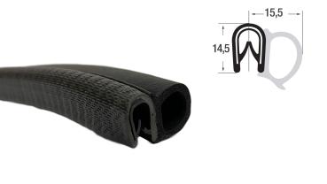 Kantenschutzprofil mit Stahleinlage für 1,5-3,5mm Bleche mit Dichtansatz seitlich - signalschwarz