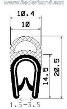 Kantenschutzprofil mit Stahleinlage für 1,5-3,5mm Bleche mit Dichtansatz oben - signalschwarz