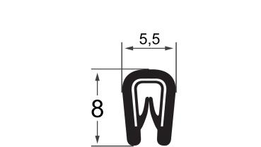 Kantenschutz U-Profil mit Stahlklemmband Farbe hellelfenbein Klemmbereich 0,8-2mm  Höhe x Breite 8x5,5mm