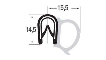 Kantenschutzprofil mit Stahleinlage für 1,5-3,5mm Bleche mit Dichtansatz seitlich - signalschwarz