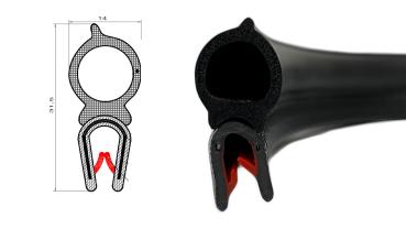 Kantenschutzprofil PVC/EPDM Dichtung seitlich Dichtungsprofil groß, 16,5x  11,5 - Kantenschutzprofil & Kederband