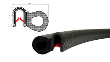 Kantenschutzprofil mit Stahleinlage für 1-3,5mm Bleche mit Dichtansatz seitlich - signalschwarz