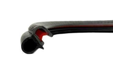 Kantenschutzprofil mit Stahleinlage für 1-4mm Bleche mit Dichtungsschlauch seitlich - signalschwarz
