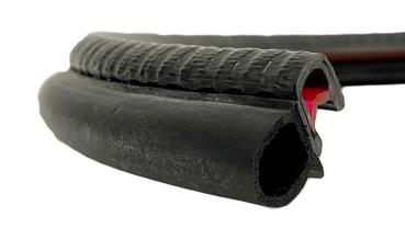 Kantenschutzprofil mit Stahleinlage für 1-4mm Bleche mit Dichtungsschlauch seitlich - signalschwarz