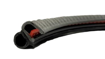 Kantenschutzprofil mit Stahleinlage für 1-4mm Bleche mit Dichtungsschlauch seitlich - signalschwarz