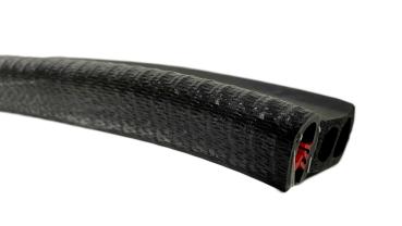 Kantenschutzprofil mit Stahleinlage für 2,5-5mm Bleche mit Dichtungsschlauch seitlich - signalschwarz