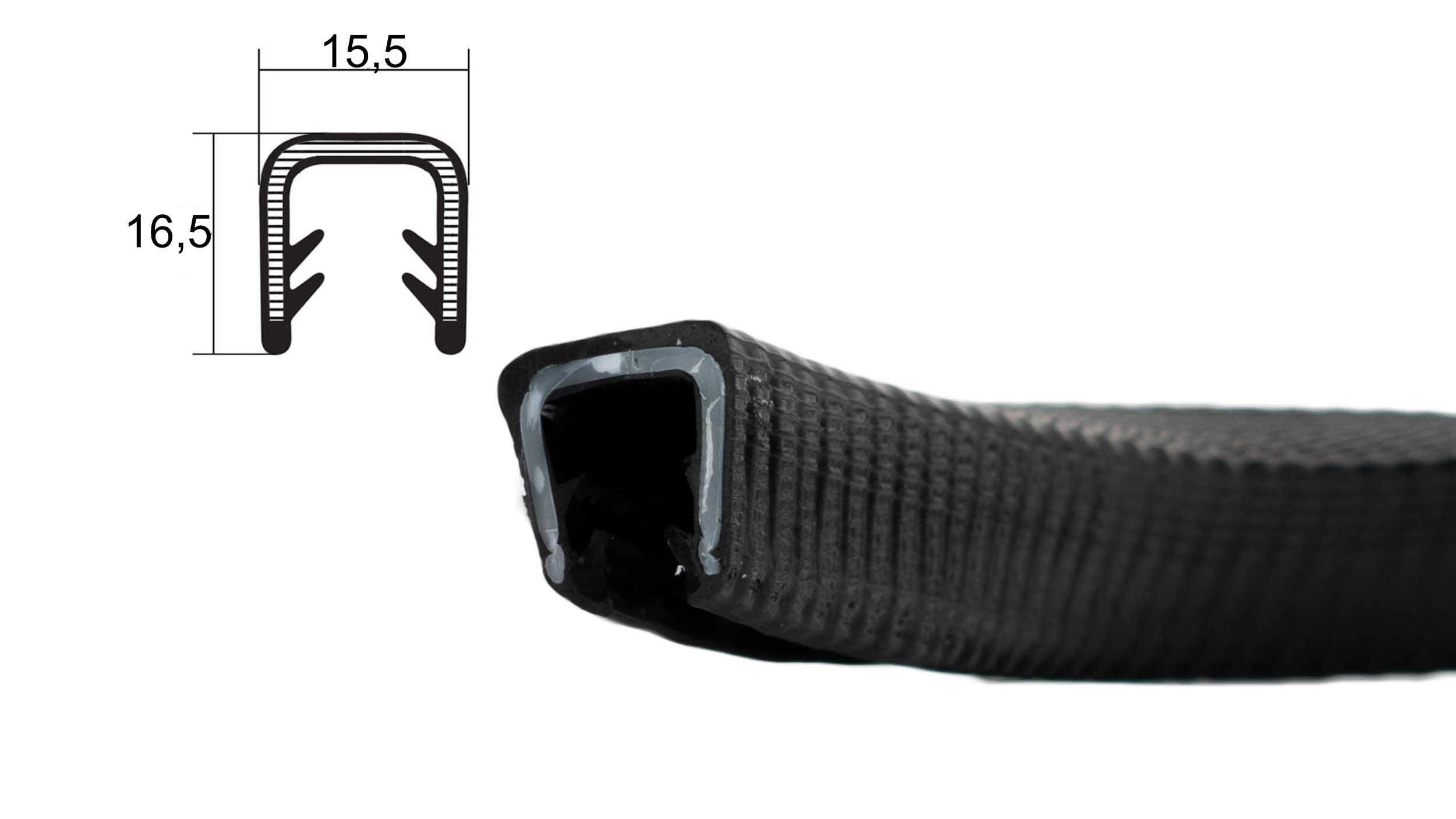 Kantenschutz mit Stahleinlage, Klemmbereich 23-28mm, Schwarz -  Kantenschutzprofil & Kederband