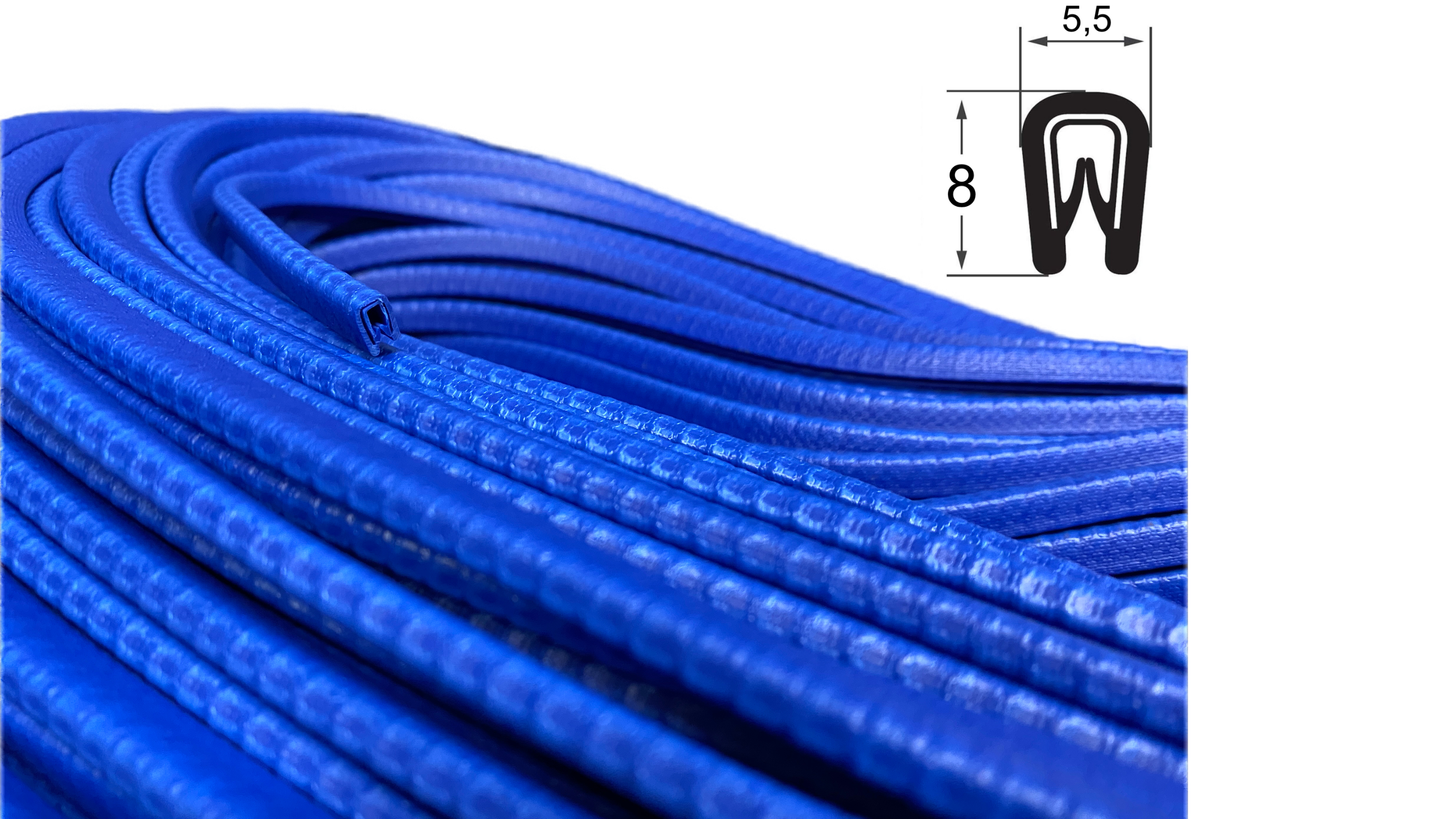 Kantenschutz mit Metallklemmband Farbe Signalblau Klemmbereich 0,8-2mm HxB  8x5,5mm - Kantenschutzprofil & Kederband