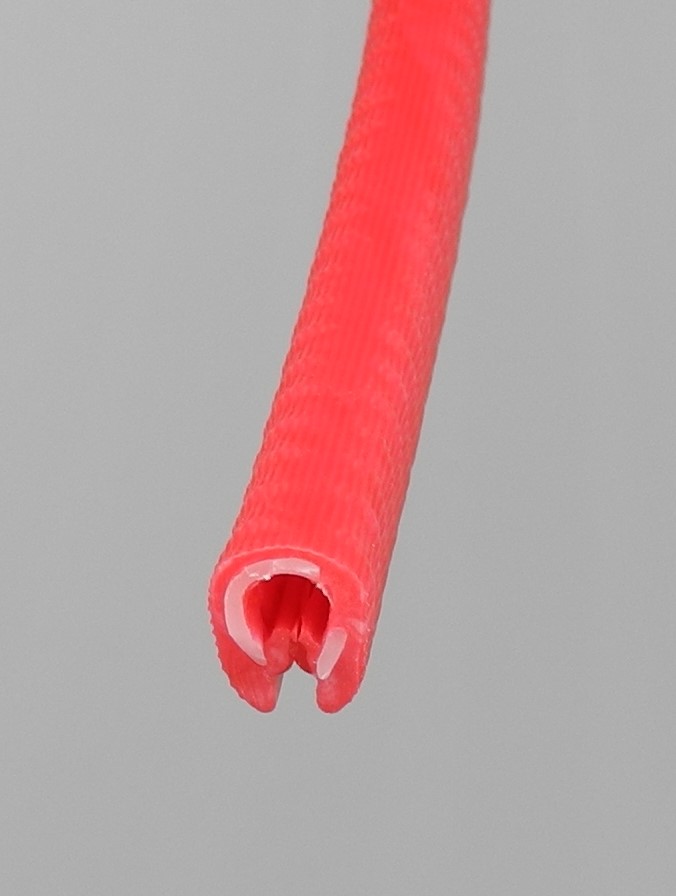 POM-Kantenschutzprofil, rot - NIRO-Kantenschutz - nicht rostend - Klemmbereich  1-4mm - Maße 10x14,5mm, Farbe himbeerrot, ähnlich RAL 3027 -  Kantenschutzprofil & Kederband