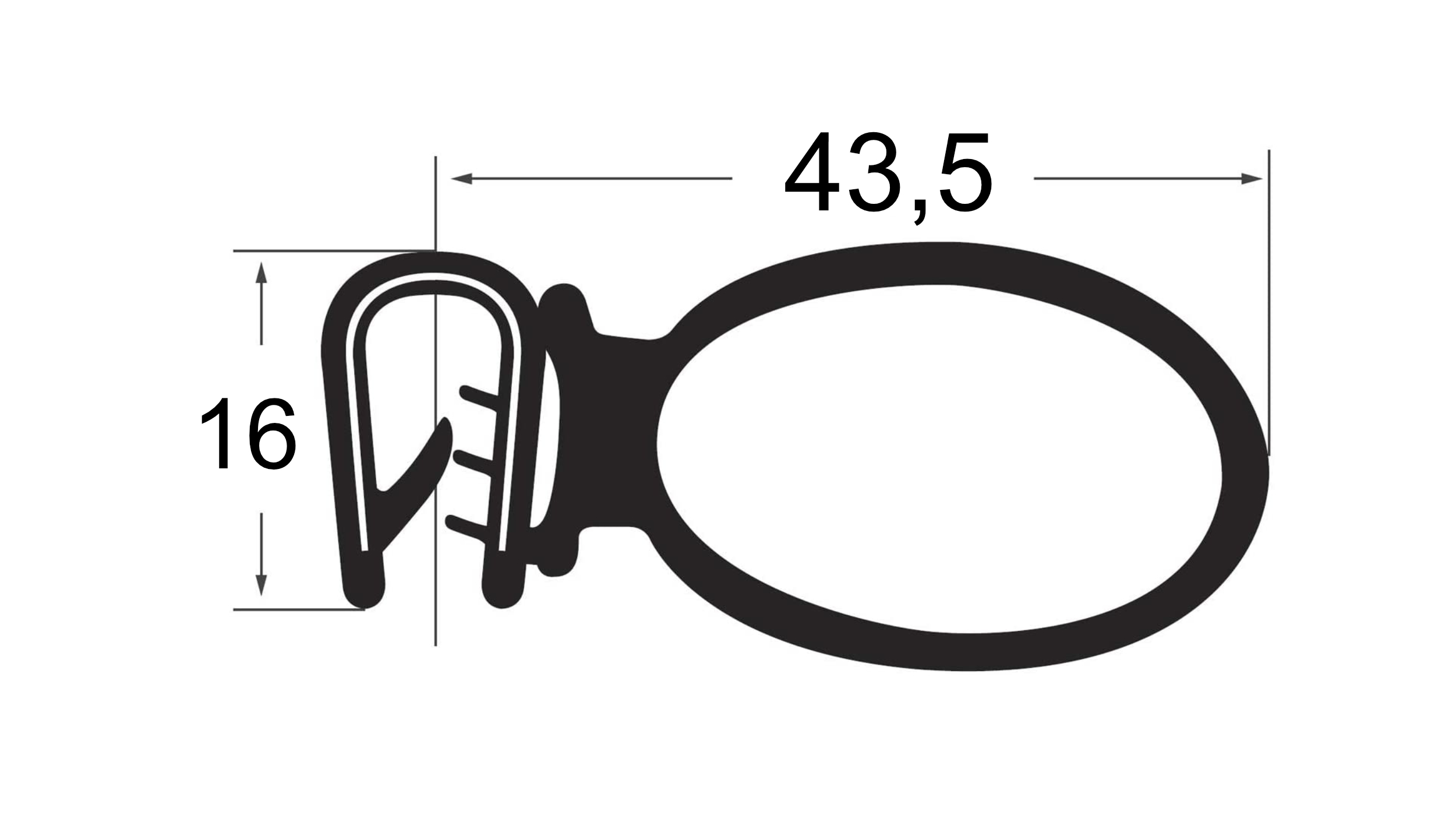 Kantenschutzprofil PVC/EPDM Dichtung seitlich Dichtungsprofil groß, 16,5x  11,5 - Kantenschutzprofil & Kederband