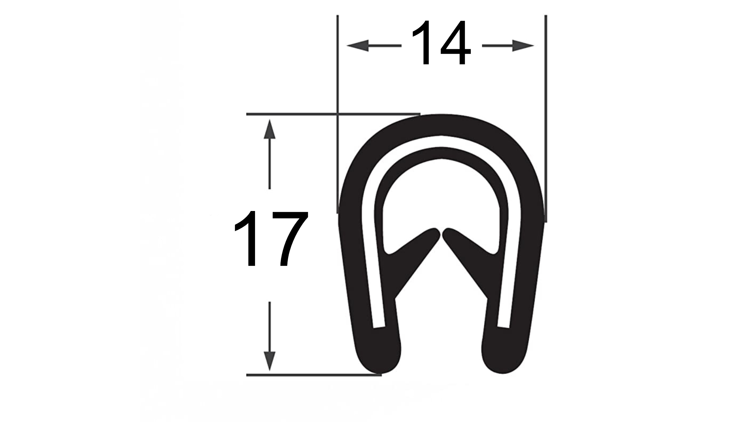 PVC-Kantenschutz mit Stahleinlage, Klemmbereich 5-8mm, 17x14mm -  Kantenschutzprofil & Kederband