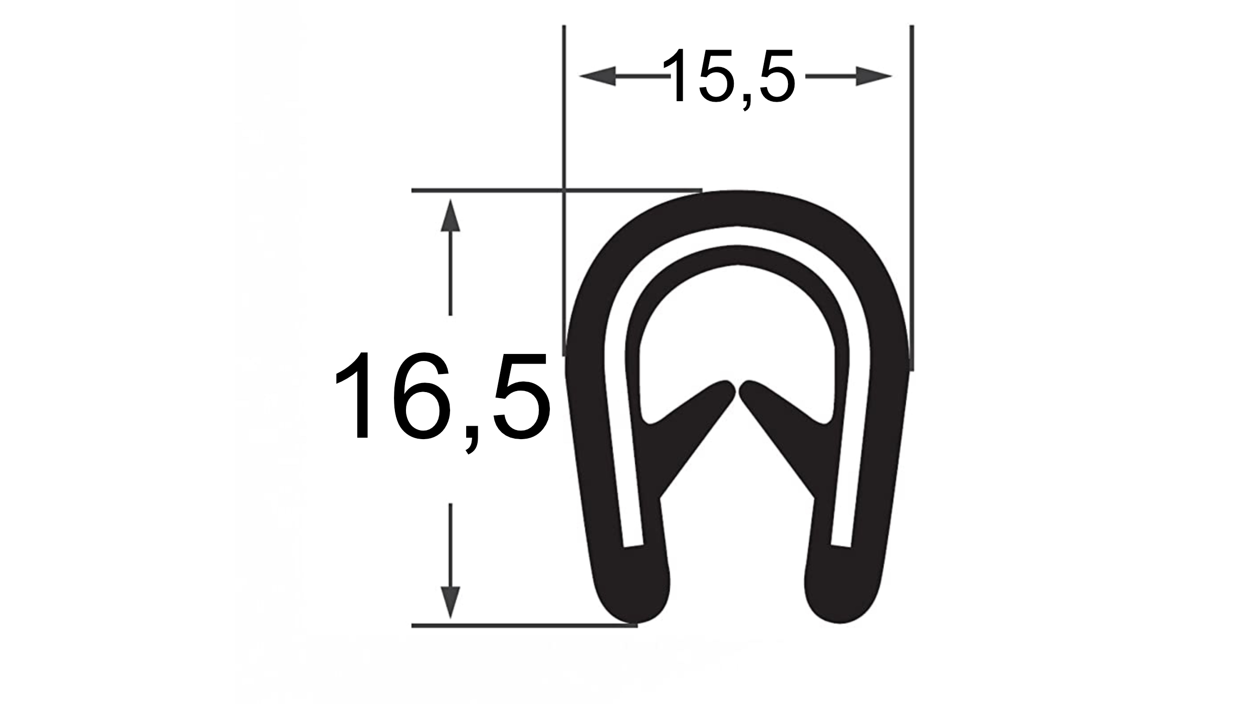 PVC-Kantenschutz, seitliche Bandführung, passend zu Gurtbreiten bis 50 mm,  schwarz, VE 10 Stück - Borrmann Shop