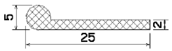 Fahnenprofil - Notenprofil 25x2/Kugel 5mm – EPDM