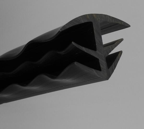 Kantenschutz aus Thermoplast TPE  Klemmprofil Farbe grau für Klemmbereich 1-3 mm