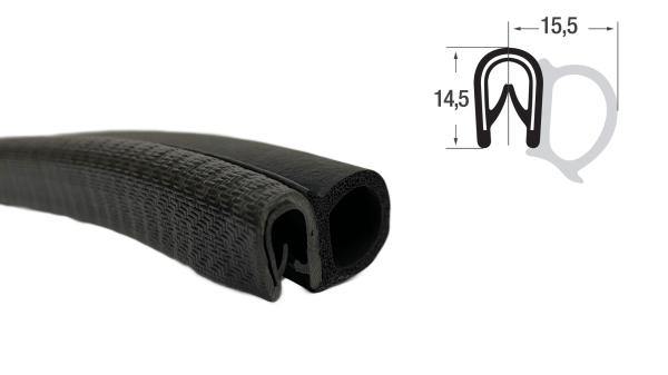 Kantenschutzprofil mit Stahleinlage für 1,5-3,5mm Bleche mit Dichtansatz seitlich - signalschwarz