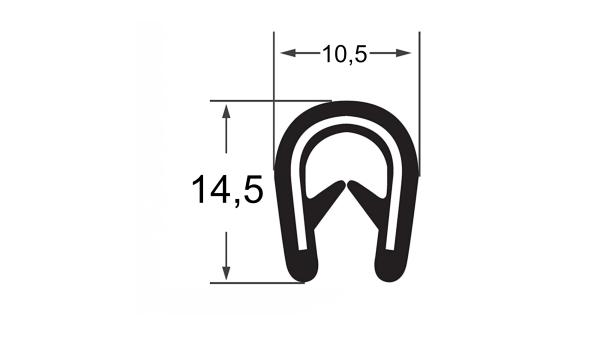 PVC-Kantenschutzprofil mit Stahleinlage, Klemmbereich 1-4mm, Schwarz
