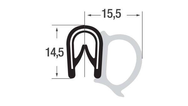 Kantenschutzprofil mit Stahleinlage für 1,5-3,5mm Bleche mit Dichtansatz seitlich - signalschwarz