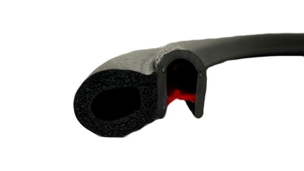 Kantenschutzprofil mit Stahleinlage für 1-3,5mm Bleche mit Dichtansatz seitlich - signalschwarz
