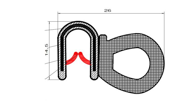 Kantenschutzprofil mit Stahleinlage für 1-3,5mm Bleche mit Dichtansatz seitlich - signalschwarz