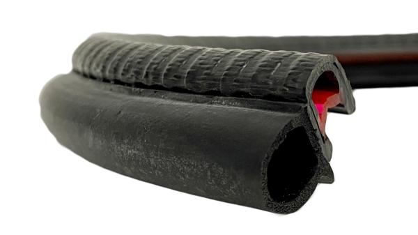 Kantenschutzprofil mit Stahleinlage für 1-4mm Bleche mit Dichtungsschlauch seitlich - signalschwarz