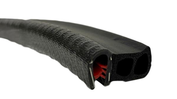 Kantenschutzprofil mit Stahleinlage für 2,5-5mm Bleche mit Dichtungsschlauch seitlich - signalschwarz