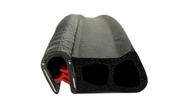 Kantenschutzprofil mit Stahleinlage für 2,5-5mm Bleche mit Dichtungsschlauch seitlich - signalschwarz