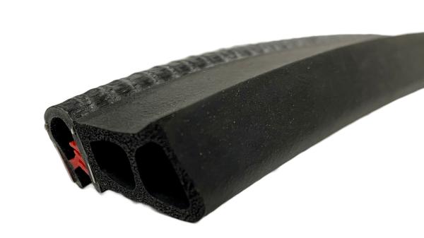 Kantenschutzprofil mit Stahleinlage für 2,5-5mm Bleche mit Dichtungsschlauch seitlich - signalschwarz